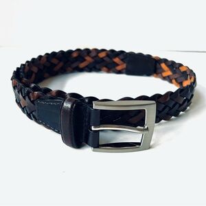Tasso Elba Braided Leather Belt - Dark Brown, Brown & Whiskey Colored Sz 34